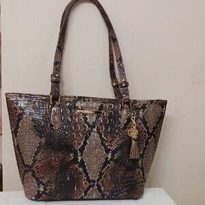 Brahmin Brown Snake Print Tote Bag